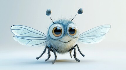 Cute cartoon fly, posing against a plain background