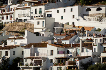 White village houses with terracota roofs  in Spain
