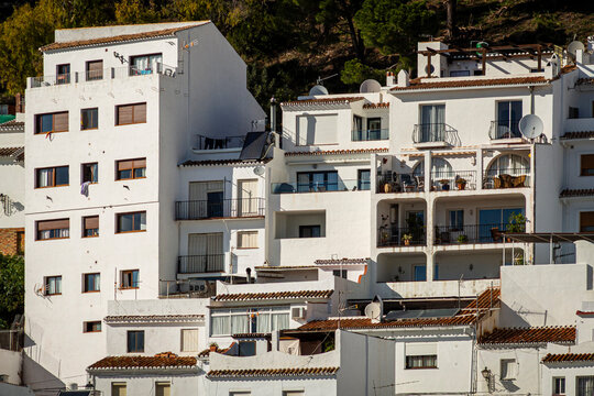 White village houses with terracota roofs  in Spain