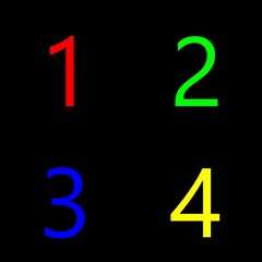 numbers 1 2 3 4 in colors red green blue and yellow