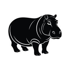 Hippo silhouette isolated on white background
