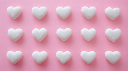 Obraz premium Elegant Minimalist Heart Pattern on Pastel Pink Background