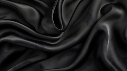Obraz premium Elegant Flowing Black Silk Texture with Soft Lighting and Smooth Curves