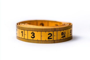 Coiled Yellow Fabric Measuring Tape on White Background