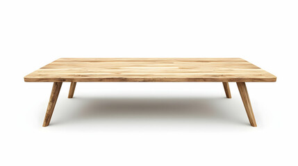 Isolated Wooden Table On White Background With Four Legs Displaying Rustic Plank Surface