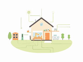 Vector Illustration of Automated Home Devices Network