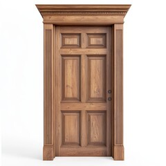 Obraz premium Dark Brown Wooden Door with Ornate Frame and Six Panels