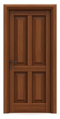 Obraz premium Dark Brown Wooden Door with Raised Panels and Simple Handle