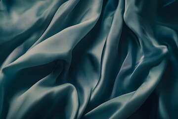 Obraz premium Elegant Teal Silk Fabric Background with Soft Folds and Dramatic Lighting