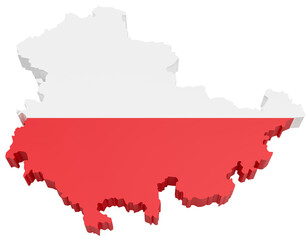 Fototapeta premium The German state Thuringia (Thüringen) highlighted and covered according to official flag. Isolated on transparent background