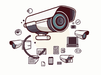 Digital Security Camera Surveillance System Vector