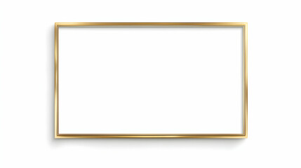 Golden Rectangle Frame With Shadow Effect On A White Background For Elegant Decoration