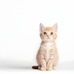 Obraz premium Detailed Portrait of a Curious and Adorable Kitten on a White Background