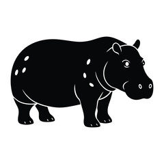 Hippo silhouette isolated on white background