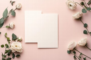 Elegant wedding invitation template featuring floral elements on a soft pastel background