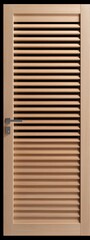 Light Beige Wooden Door with Horizontal Slats and Metal Handle