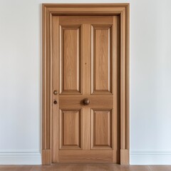 Light Brown Wooden Door with Brass Doorknob