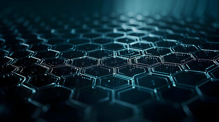 Obraz premium Abstract Hexagonal Pattern in Shades of Blue Creating Digital Futuristic Technology Background