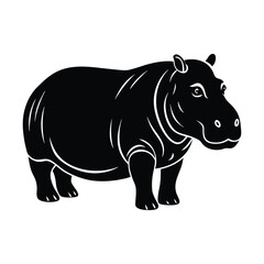 Hippo silhouette isolated on white background