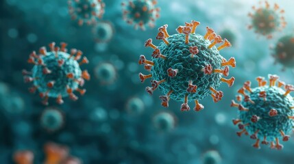 Intricate Group of Viruses Under Microscopic View Displaying Unique Shapes and Structures Highlighting Their Complexity and Intriguing Nature in Science