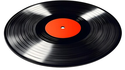 Spinning Vinyl Record with Stylized Grooves on White Background