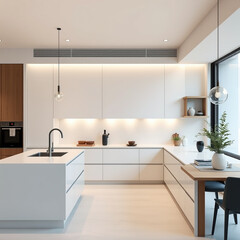 Modern luxury kitchen interior in minimal scandinavian style