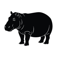 Hippo silhouette isolated on white background