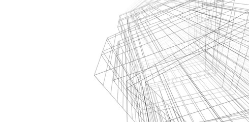 Abstract architectural design 3d rendering