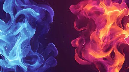 A vector background with two flames, one red and the other blue, representing passion and creativity
