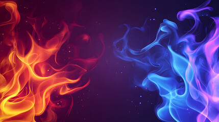 A vector background with two flames, one red and the other blue, representing passion and creativity
