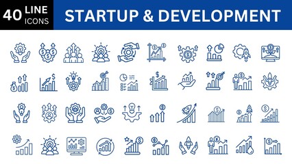 Startup and development  icon collection set. 