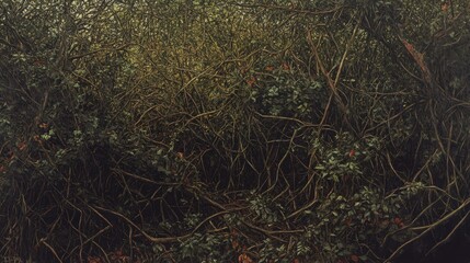 Dense Thicket Of Twigs Branches And Leaves