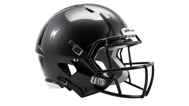 Black football helmet with transparent background representing american football safety