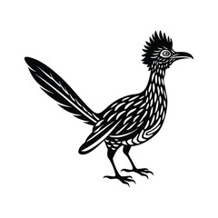 Roadrunner silhouette isolated on white background