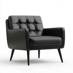 Modern black lounge chair designed for comfort and style isolated on white