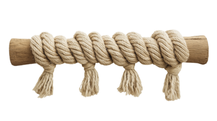 Handwoven macrame wall hanging with bohemian style, home decor trend, isolated on white background, PNG format 