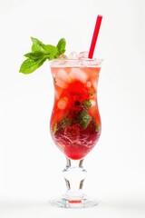 Refreshing berry mint cocktail drink