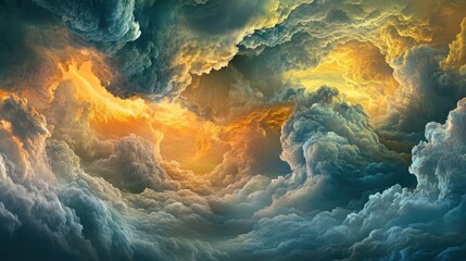 Abstract cloudscape, dramatic sky, swirling colors,  sunrise or sunset view