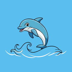 Fototapeta premium Playful Dolphin Leaping Above Crystal-Clear Ocean Waves Stunning Marine Life Scene