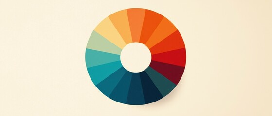 Fototapeta premium Business growth, marketing strategy and research. Color wheel displaying a gradient of shades from teal to red against a light background.