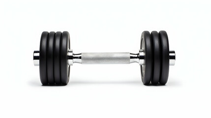 Fototapeta premium Isolated Black Dumbbell On White Background Showing Fitness And Strength Focus