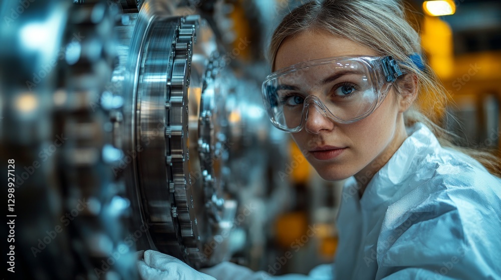 Leinwandbilder a skilled engineer inspects complex machinery in a modern manufacturing facility, ensuring optimal p