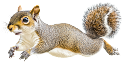 Squirrel jumping with transparent background