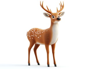 Playful cartoon deer figurine studio 3d model white background