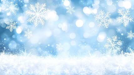 Delicate Snowflakes on Frost Covered Surface Minimal Winter Themed Background