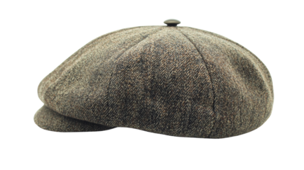 Herringbone newsboy cap isolated on transparent background