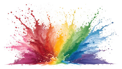 color explosion in rainbow paint isolated on white background png