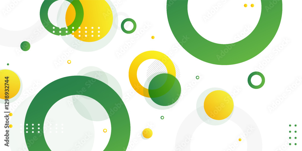 Wall mural green and yellow circle banner background. vector abstract graphic design banner pattern background 