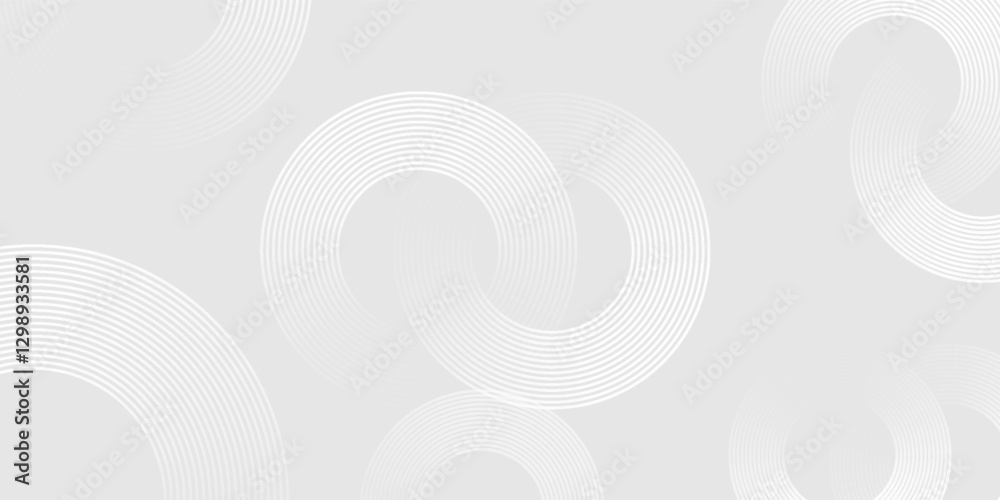 Poster grey abstract background with white circle lines. white abstract background. modern circle lines pat