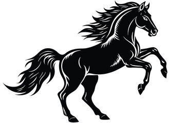 Obraz premium animal horse rearing black and white silhouette